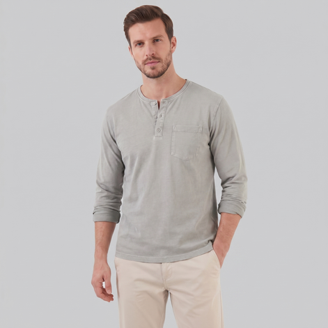 Men's Vintage Long Sleeve Henley Shirt