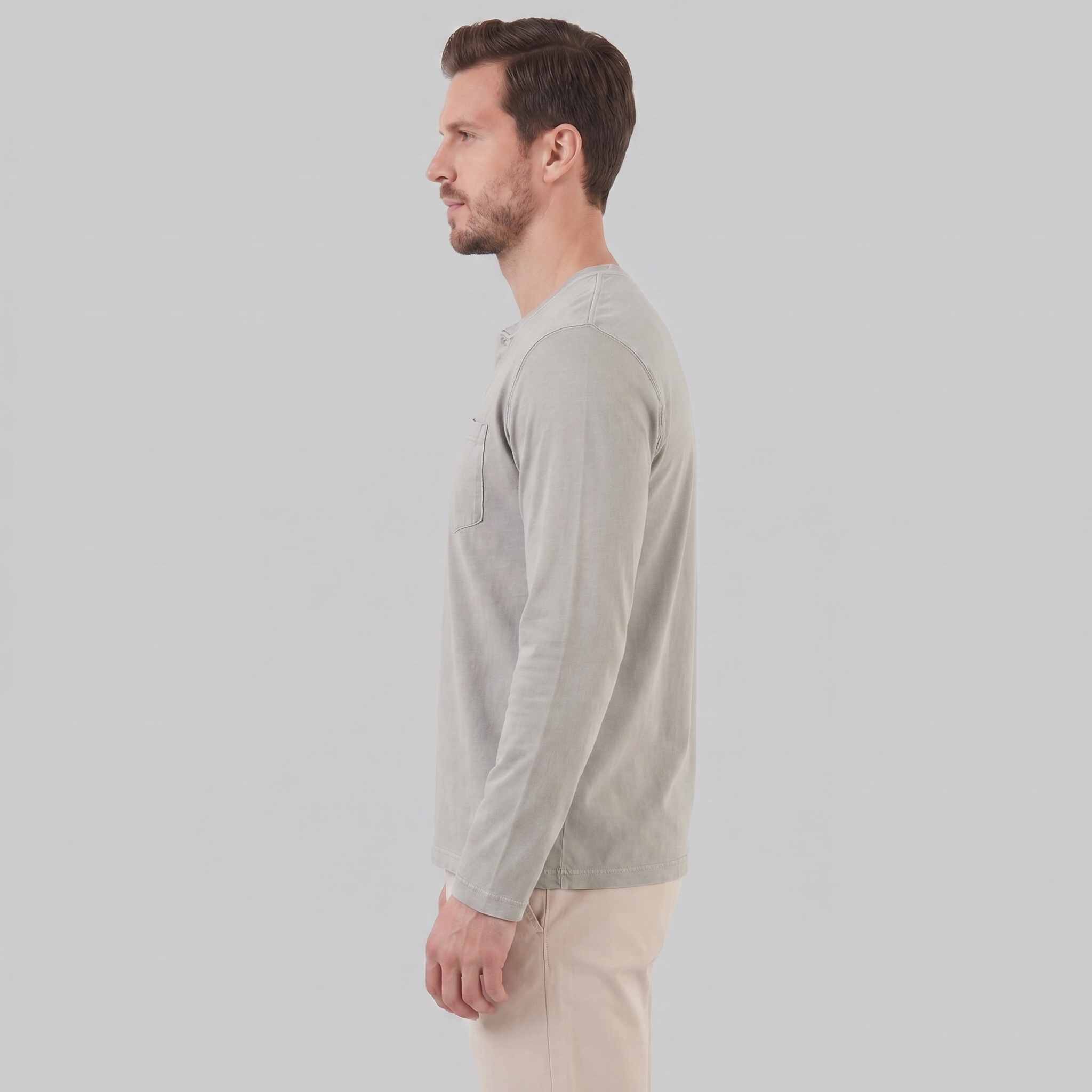 Men's Vintage Long Sleeve Henley Shirt