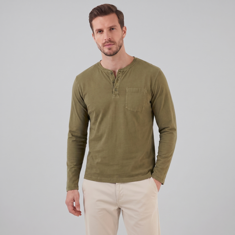 Men's Vintage Long Sleeve Henley Shirt