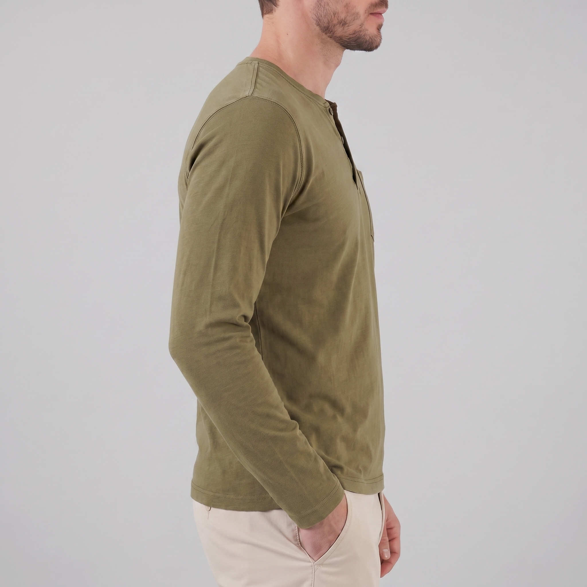 Men's Vintage Long Sleeve Henley Shirt