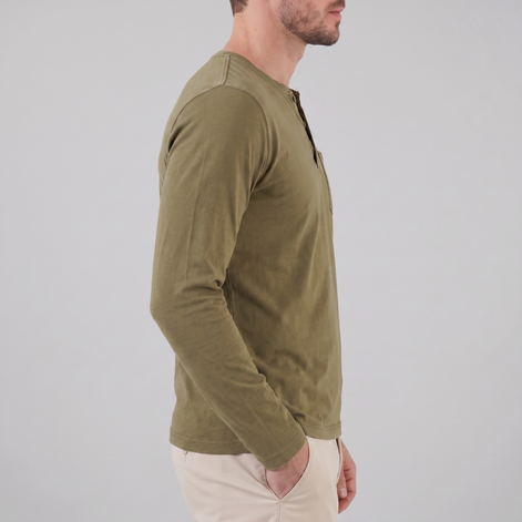 Men's Vintage Long Sleeve Henley Shirt