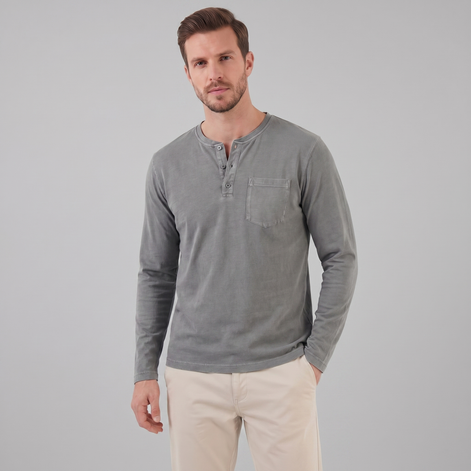 Men's Vintage Long Sleeve Henley Shirt