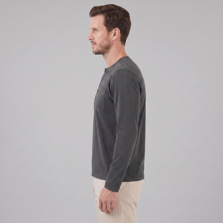 Men's Vintage Long Sleeve Henley Shirt