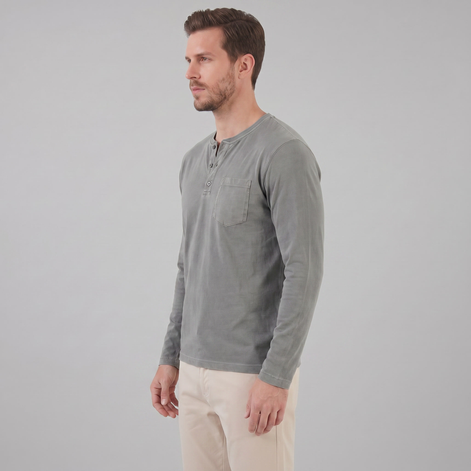 Men's Vintage Long Sleeve Henley Shirt