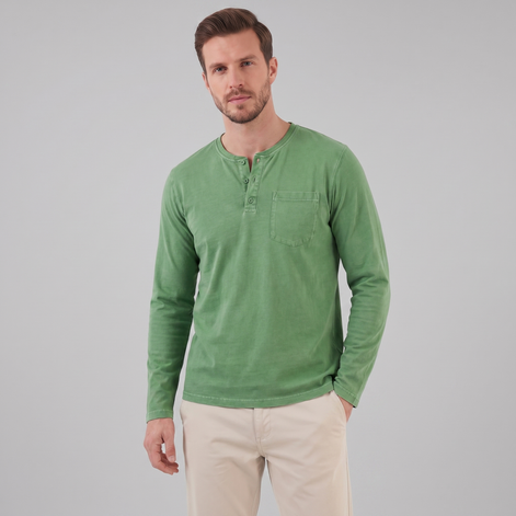 Men's Vintage Long Sleeve Henley Shirt