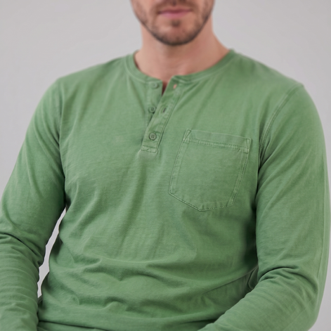 Men's Vintage Long Sleeve Henley Shirt