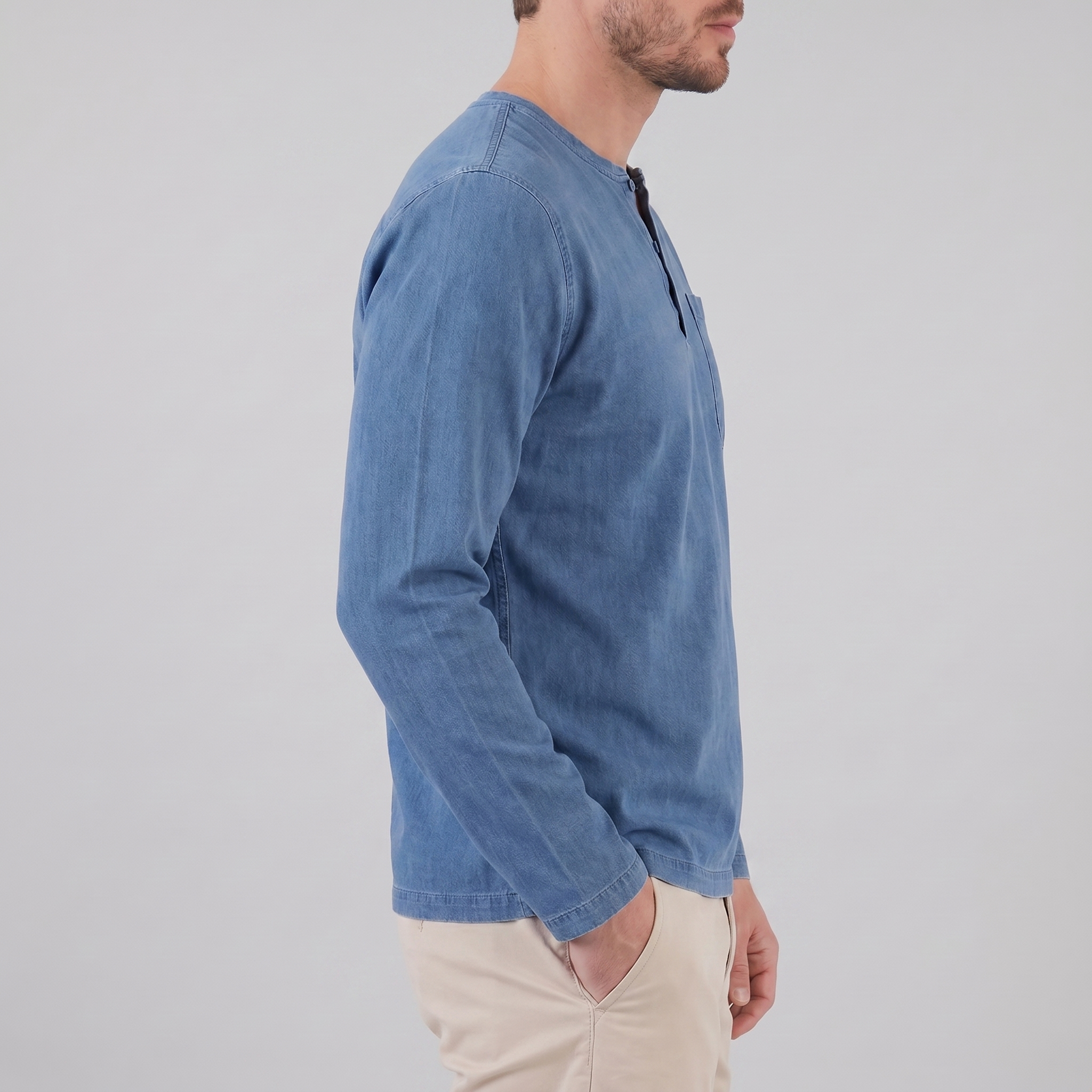 Men's Vintage Long Sleeve Henley Shirt