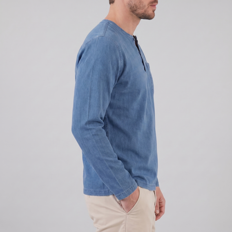 Men's Vintage Long Sleeve Henley Shirt