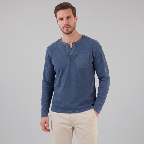 Men's Vintage Long Sleeve Henley Shirt