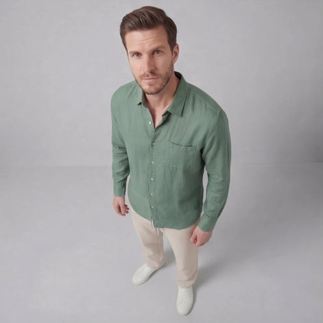 Men's Long Sleeve Linen Outfit Set