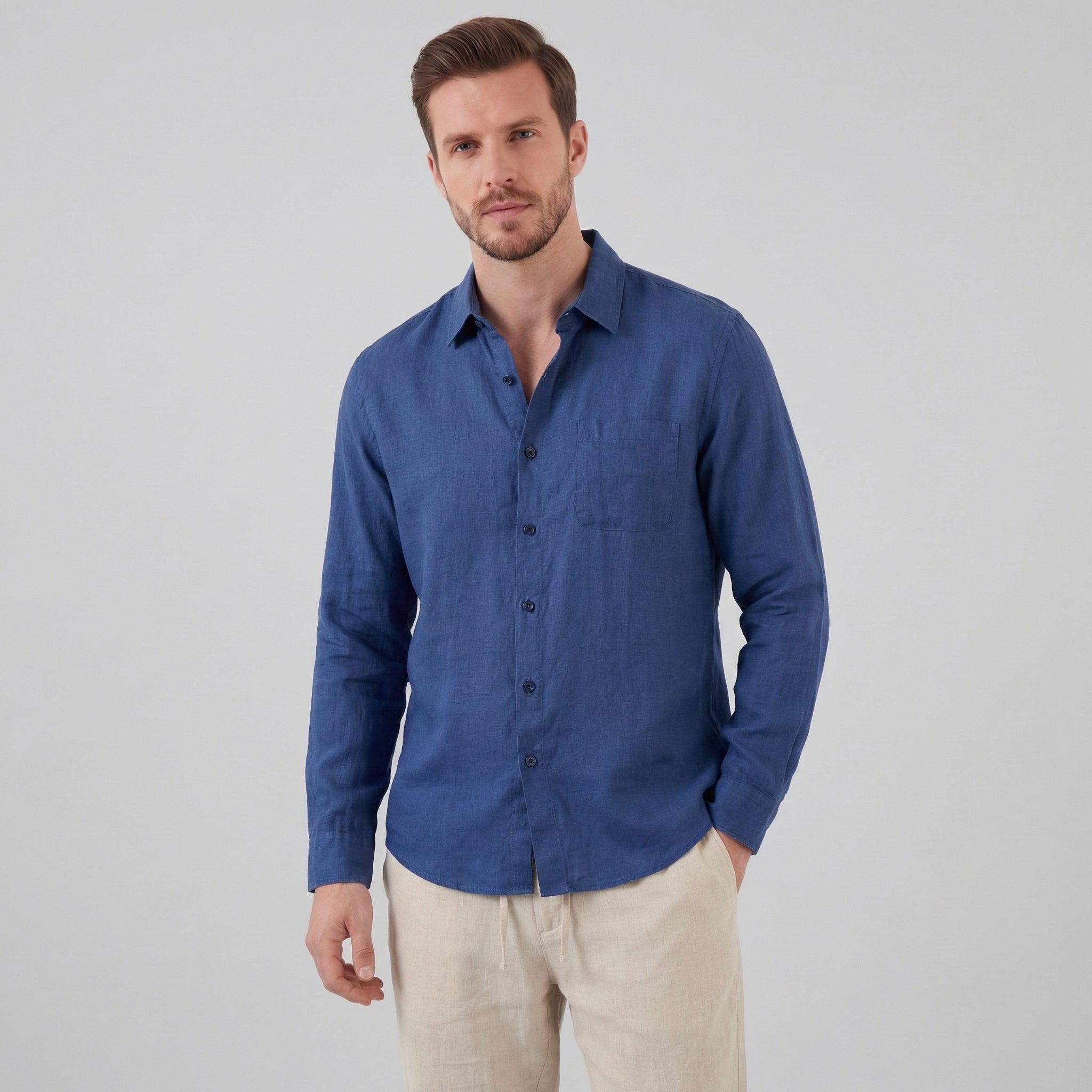 Men's Long Sleeve Linen Outfit Set