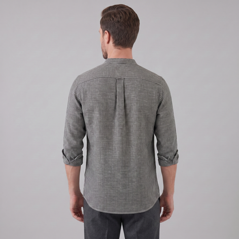 Men's Long Sleeve Striped Henley Shirt