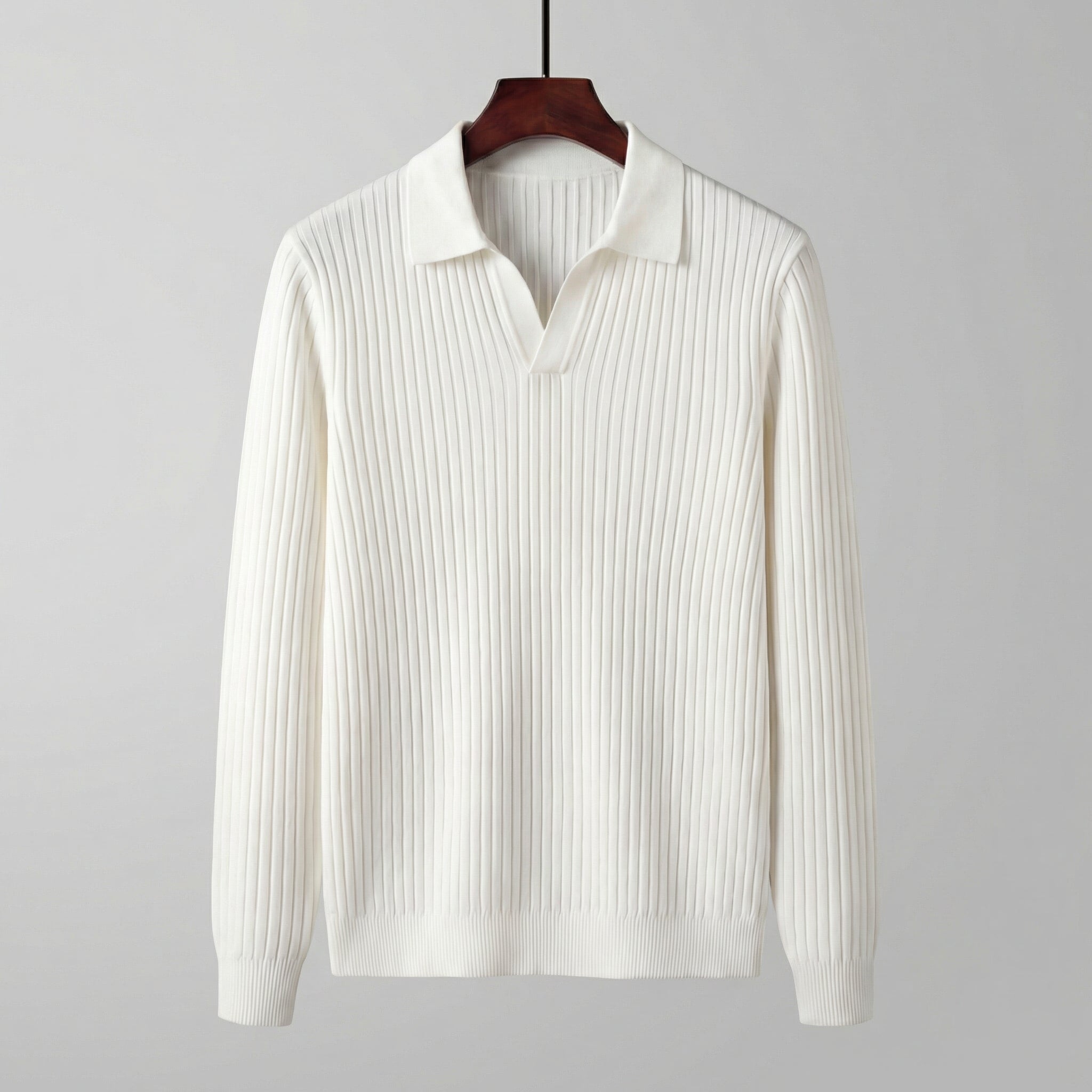 Men's Long Sleeved V-Neck Polo Shirt