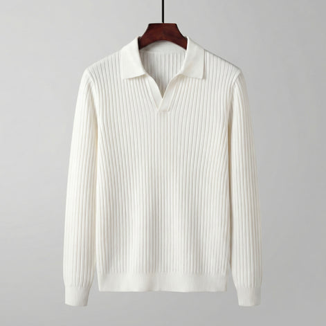 Men's Long Sleeved V-Neck Polo Shirt