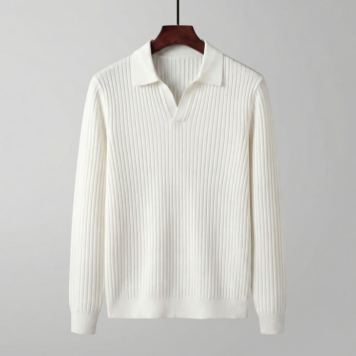 Men's Long Sleeved V-Neck Polo Shirt