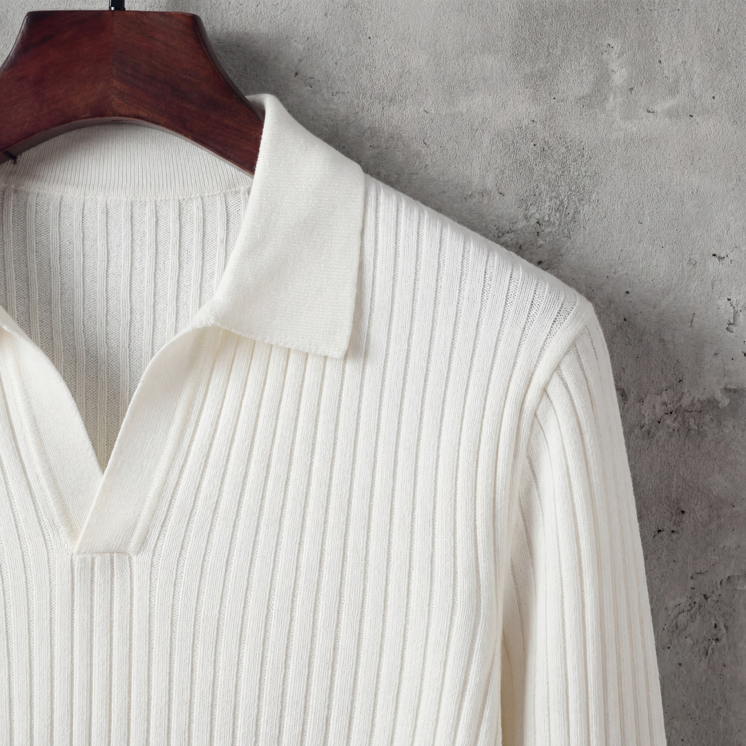 Men's Long Sleeved V-Neck Polo Shirt