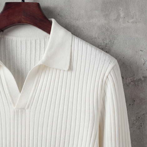 Men's Long Sleeved V-Neck Polo Shirt