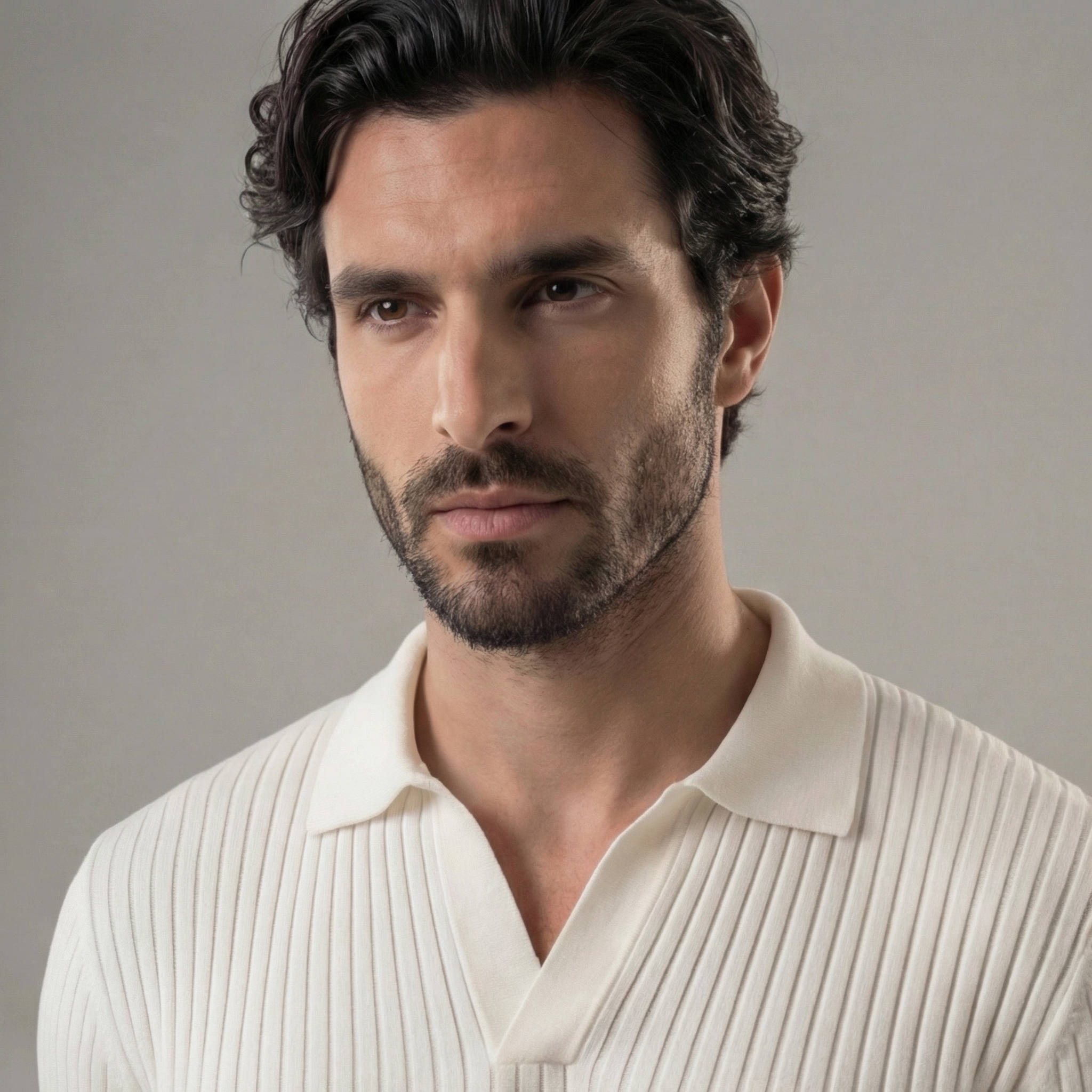 Men's Long Sleeved V-Neck Polo Shirt