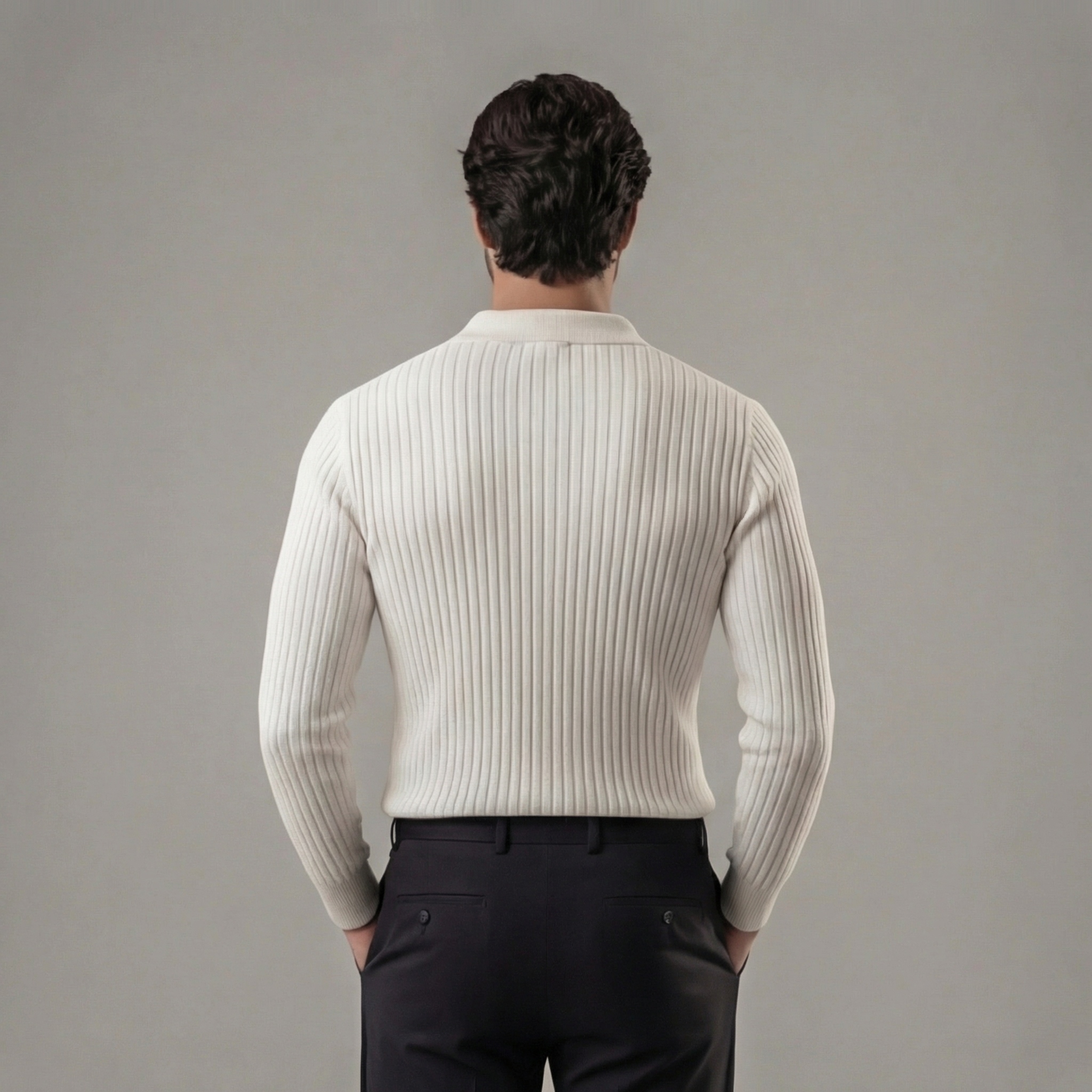 Men's Long Sleeved V-Neck Polo Shirt