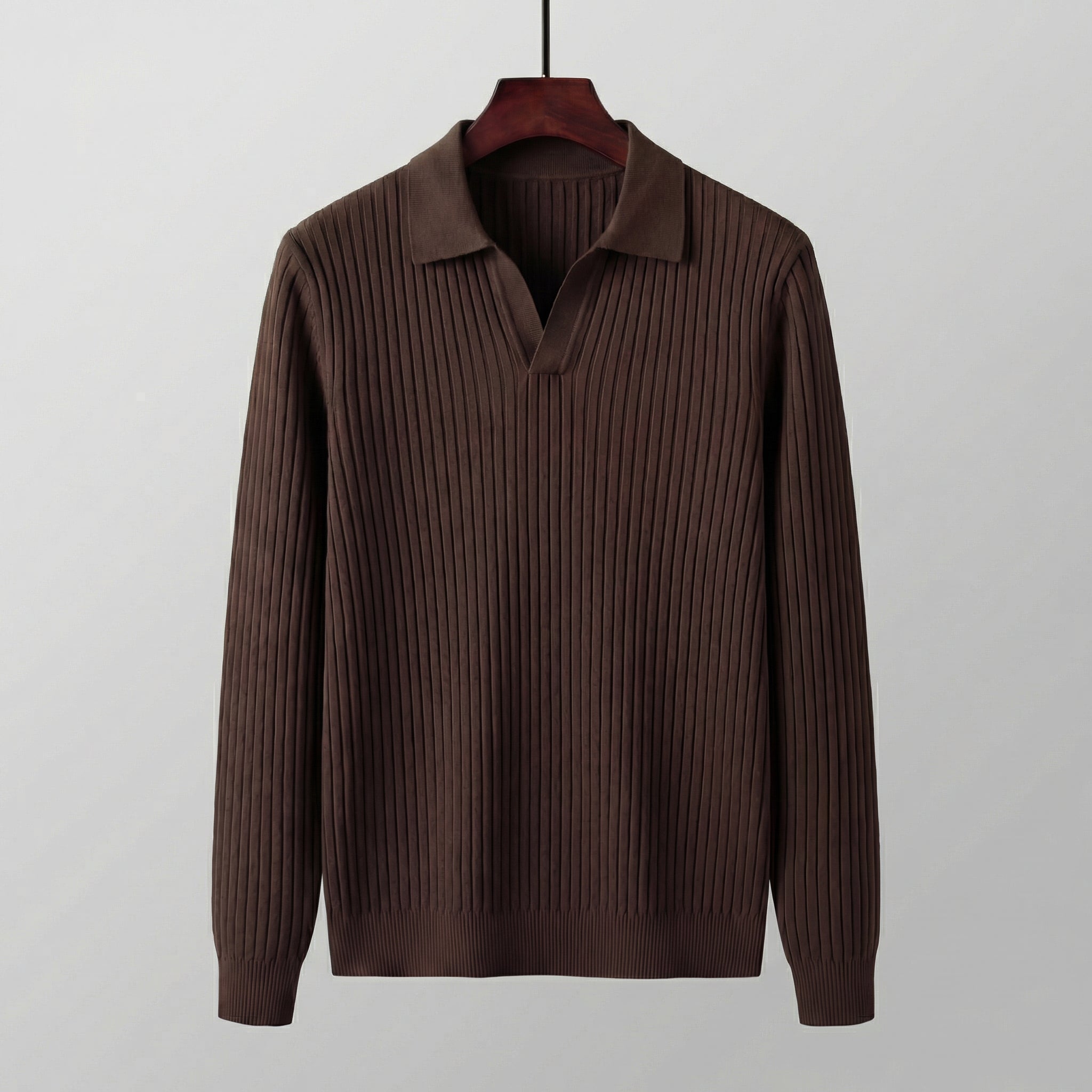 Men's Long Sleeved V-Neck Polo Shirt