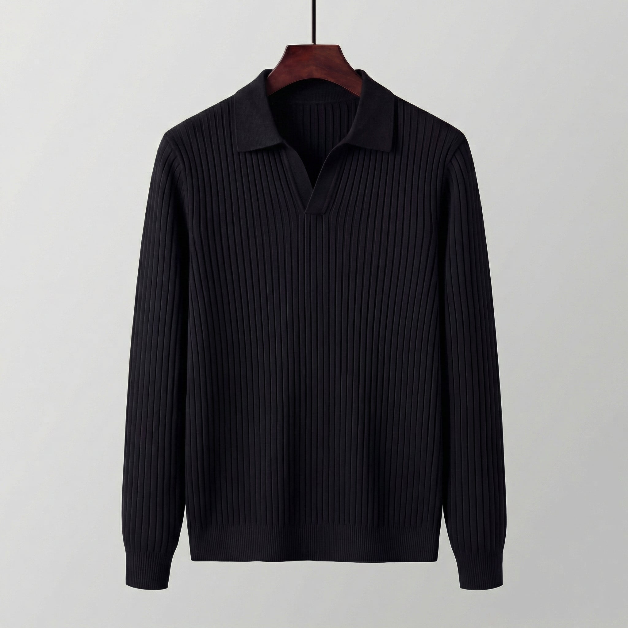 Men's Long Sleeved V-Neck Polo Shirt