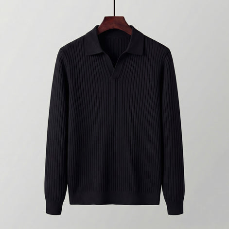 Men's Long Sleeved V-Neck Polo Shirt