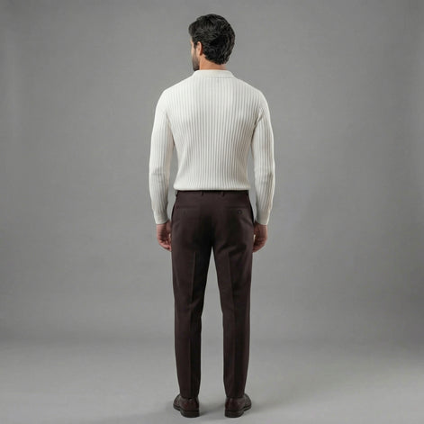 Men's Long Sleeved Zipper Polo Sweater