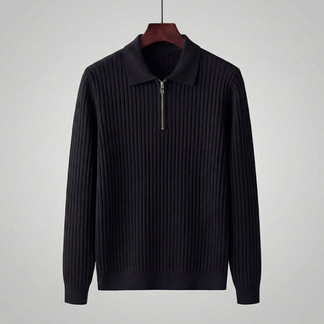 Men's Long Sleeved Zipper Polo Sweater