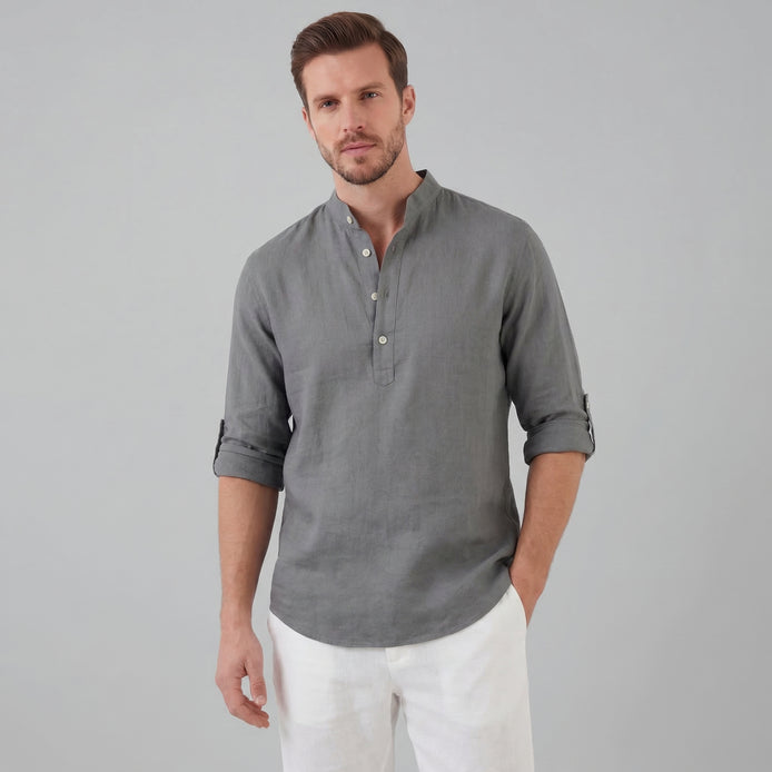 Men's Loose-Fit Henley Collar Shirt