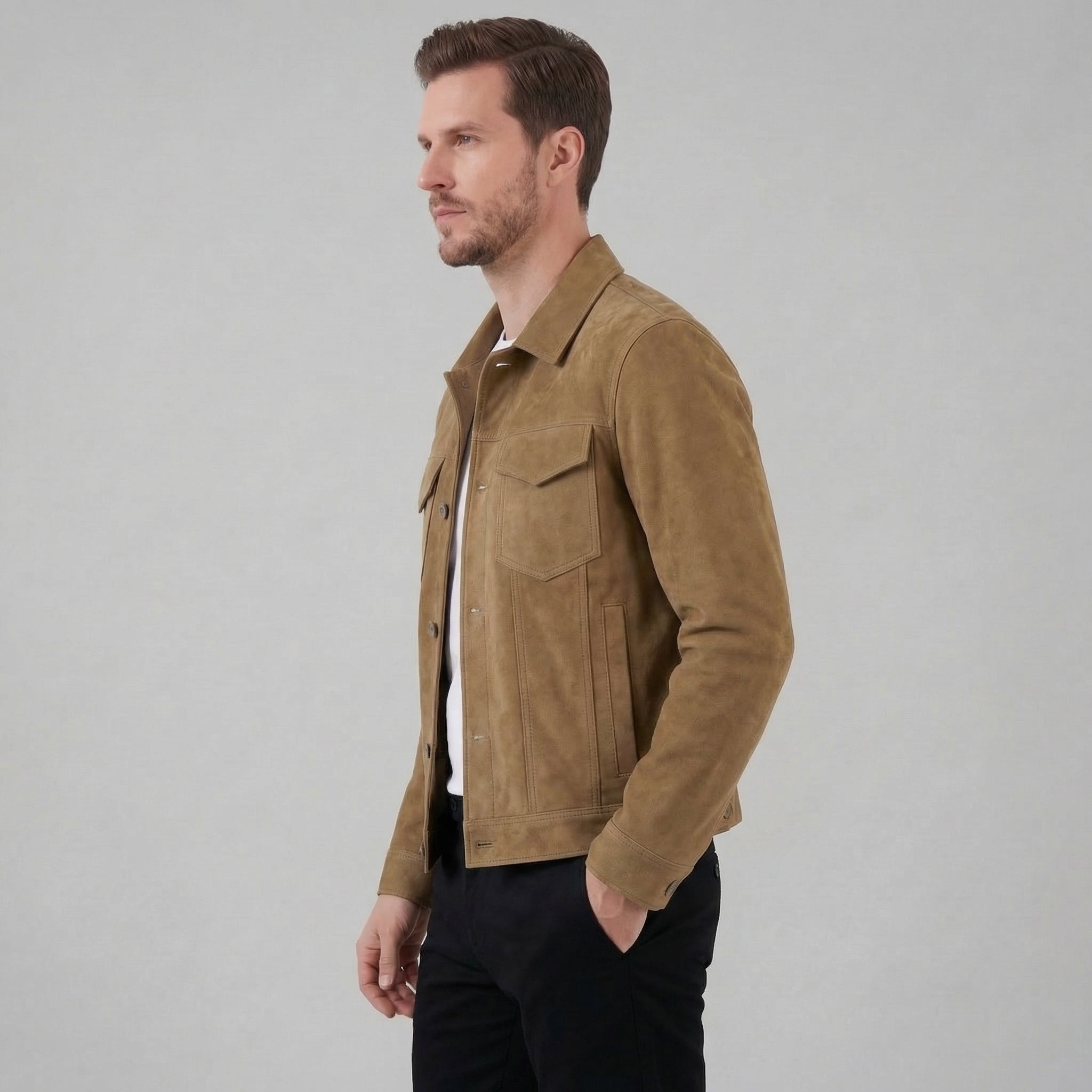 Men's Minimalist Button Closure Jacket