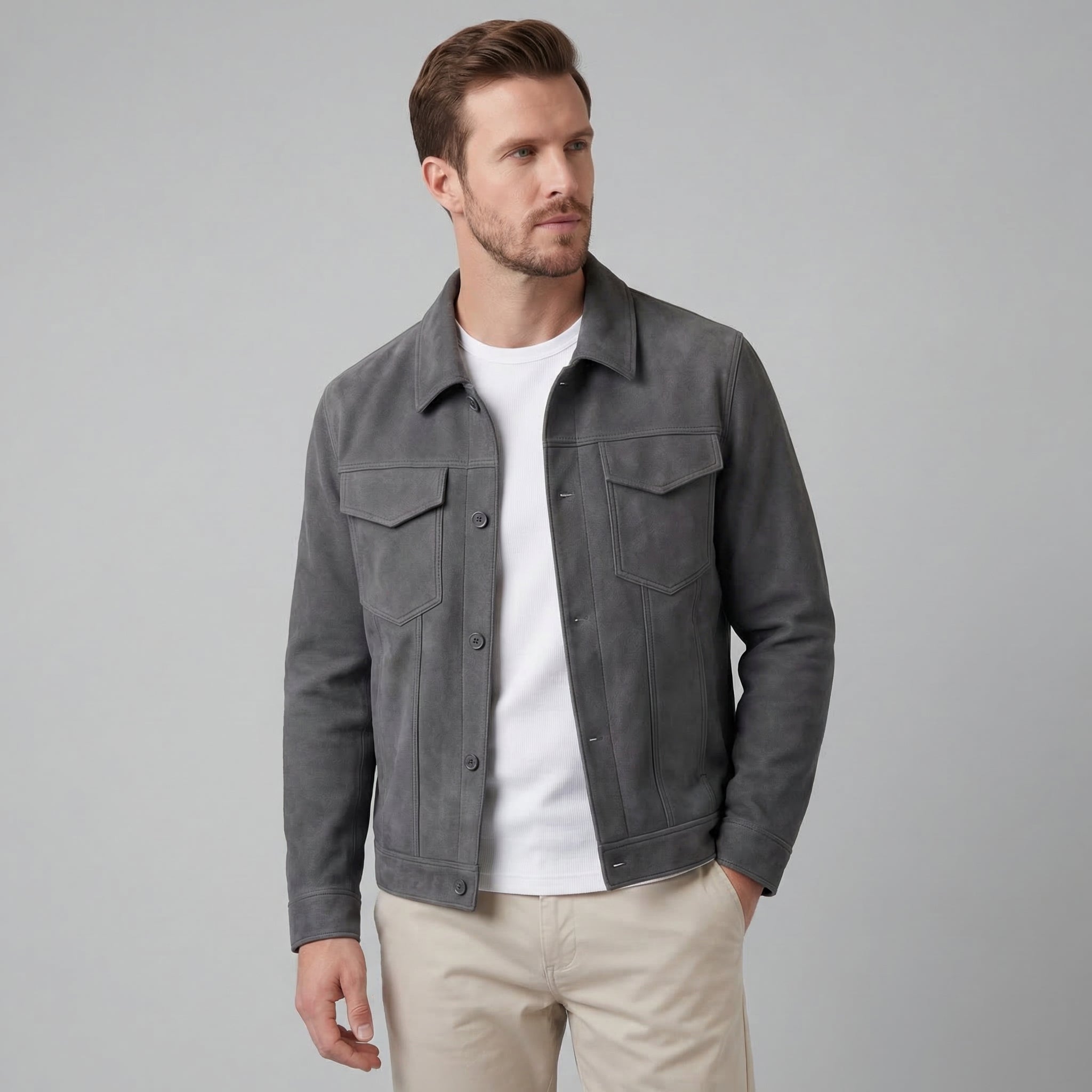 Men's Minimalist Button Closure Jacket