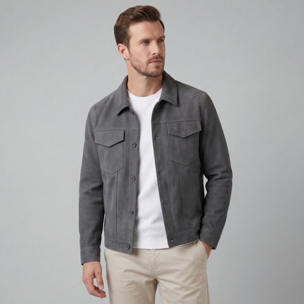 Men's Minimalist Button Closure Jacket