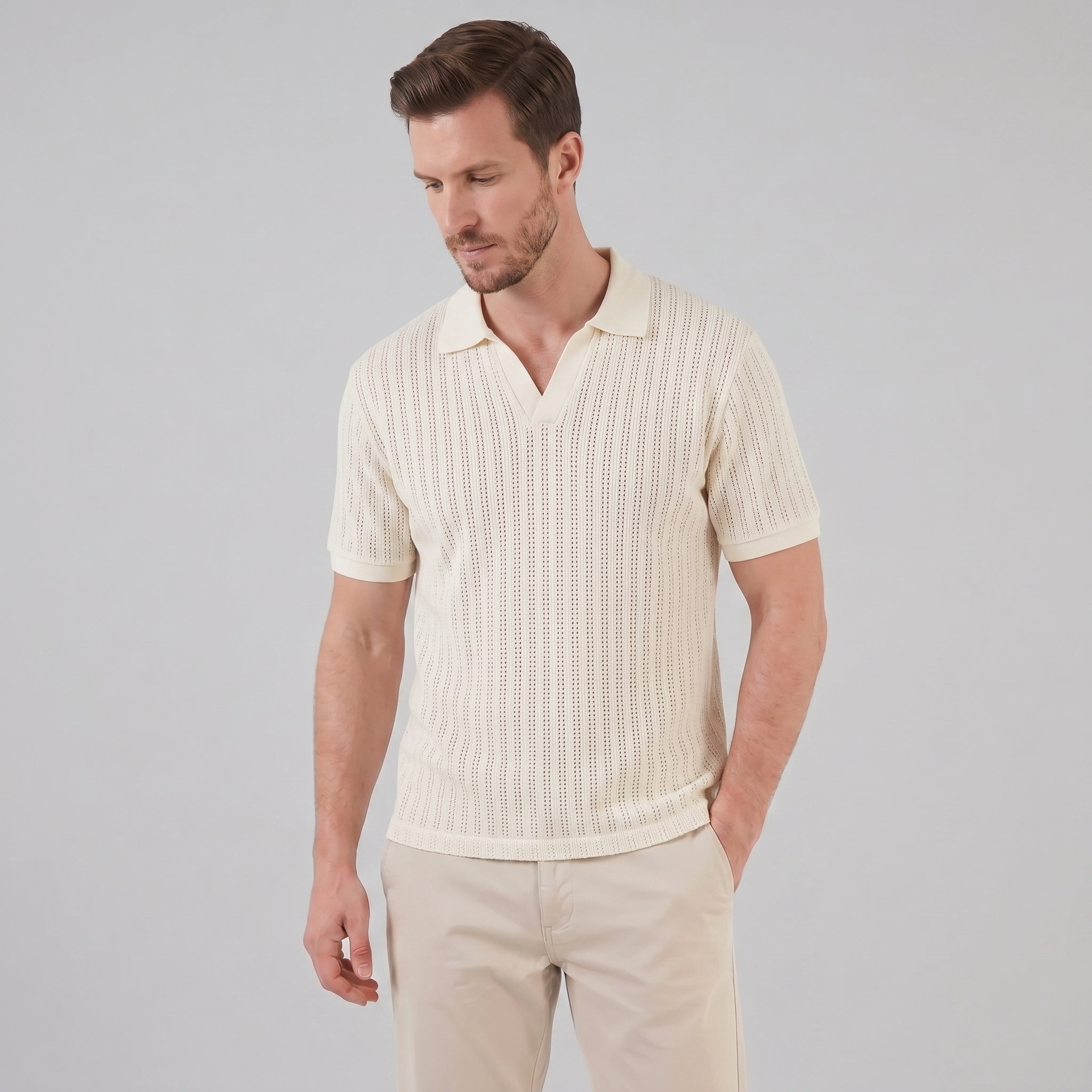 Men's Open Collar Summer Polo Shirt