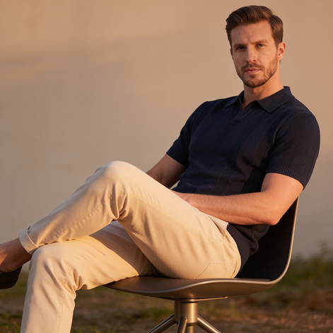Men's Open Knit Polo Shirt