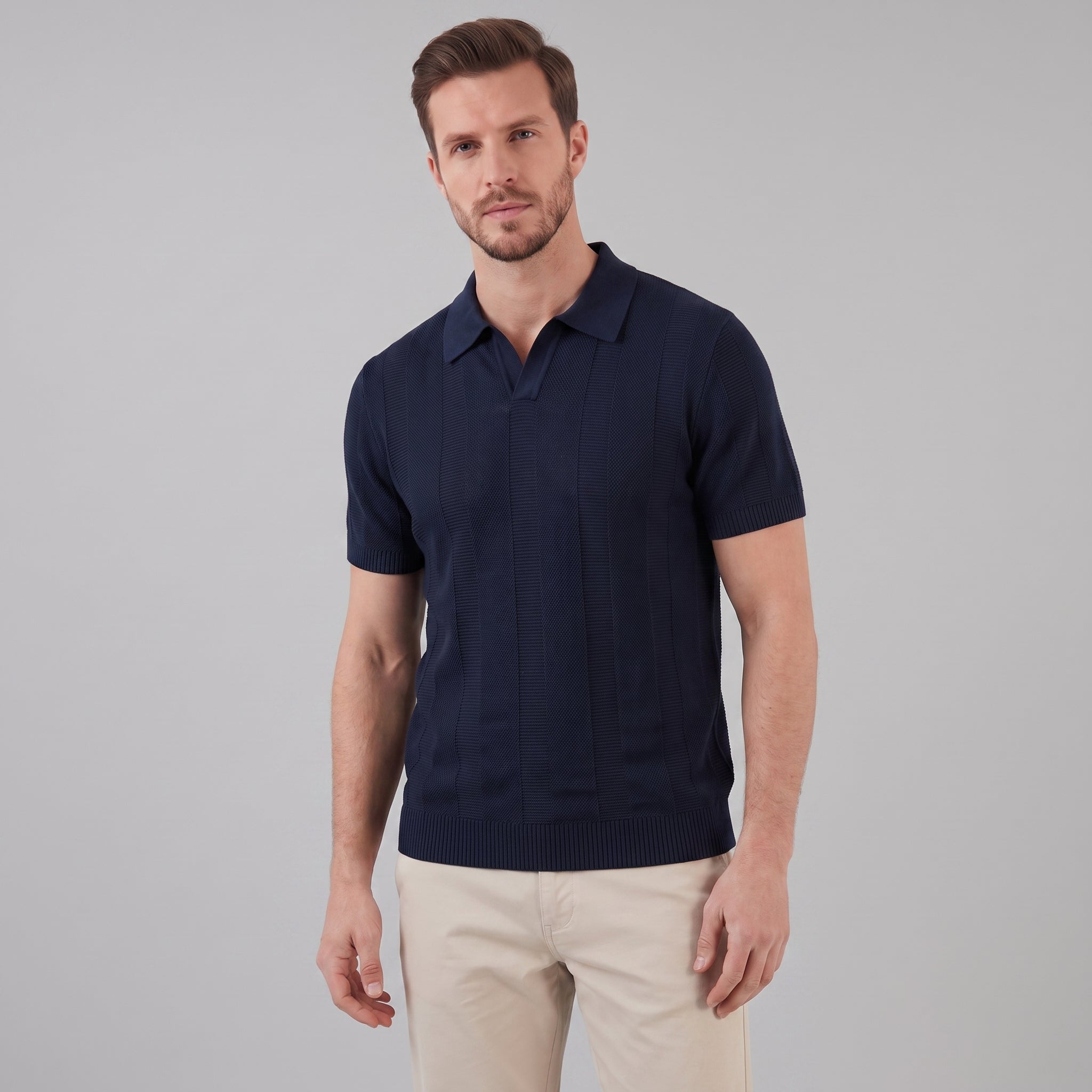 Men's Open Knit Polo Shirt