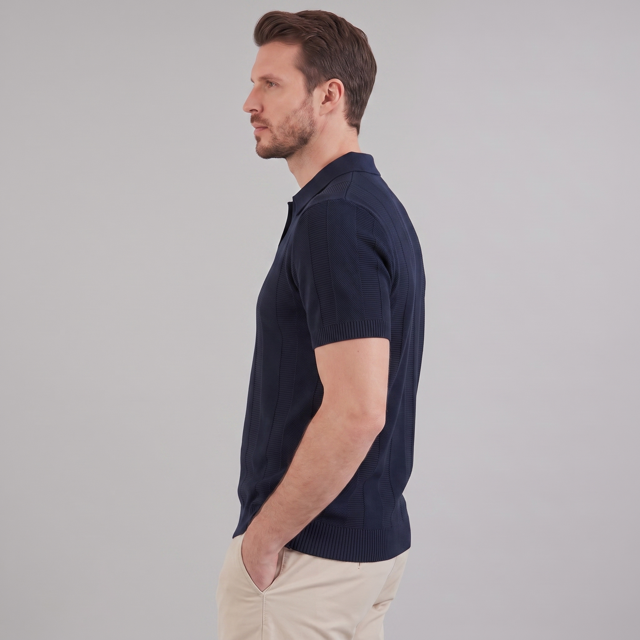 Men's Open Knit Polo Shirt