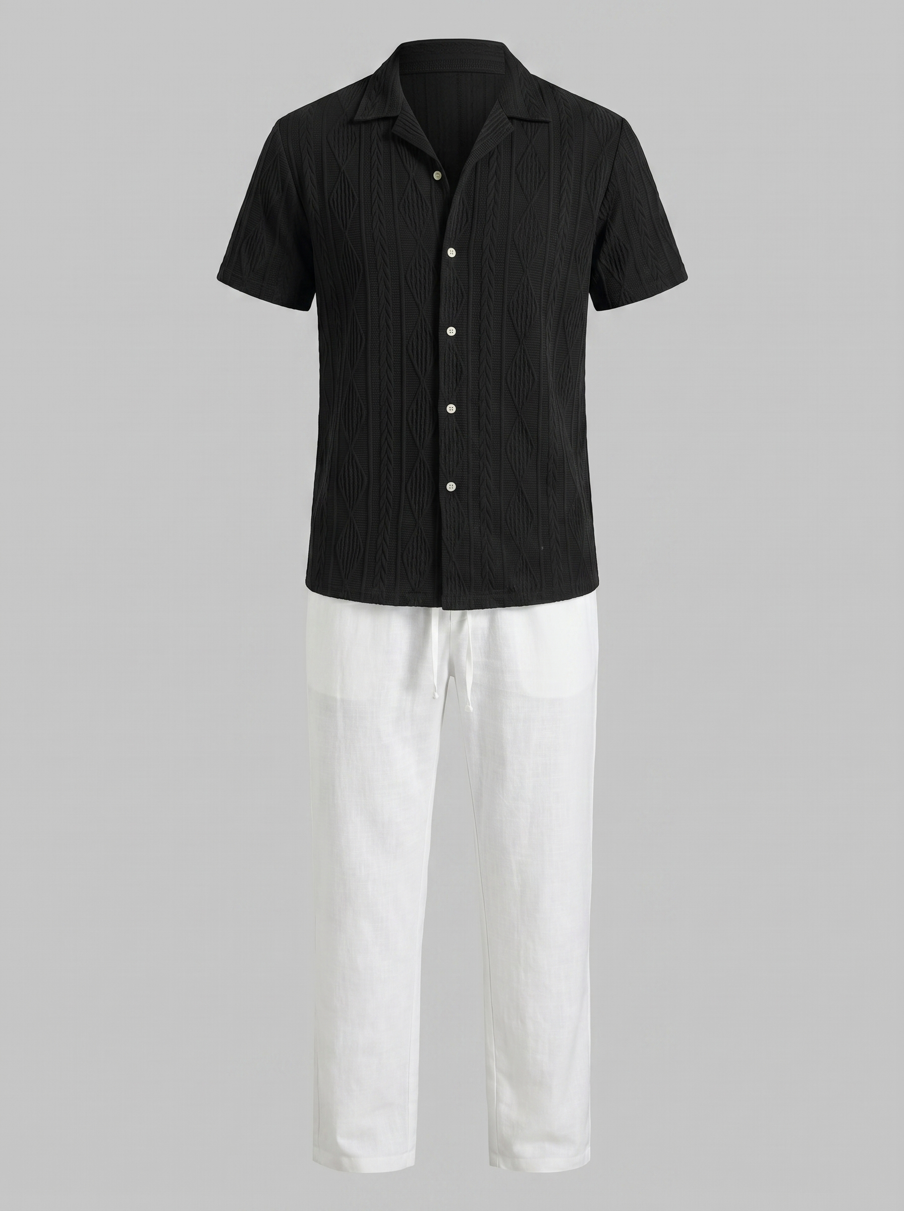 Men's Open-Knit Shirt and Trousers Set