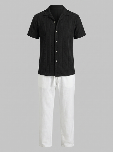 Men's Open-Knit Shirt and Trousers Set