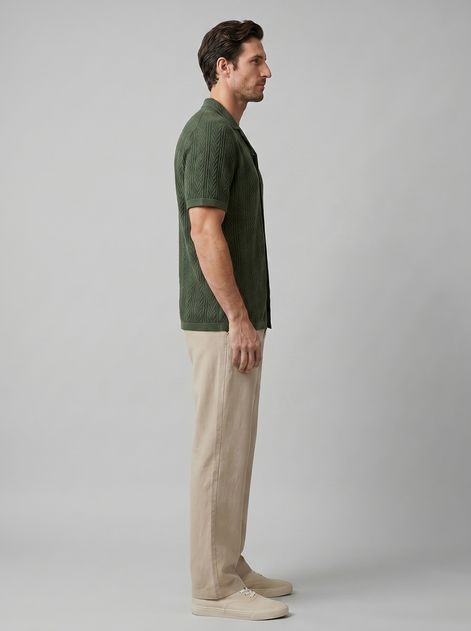 Men's Open-Knit Shirt and Trousers Set