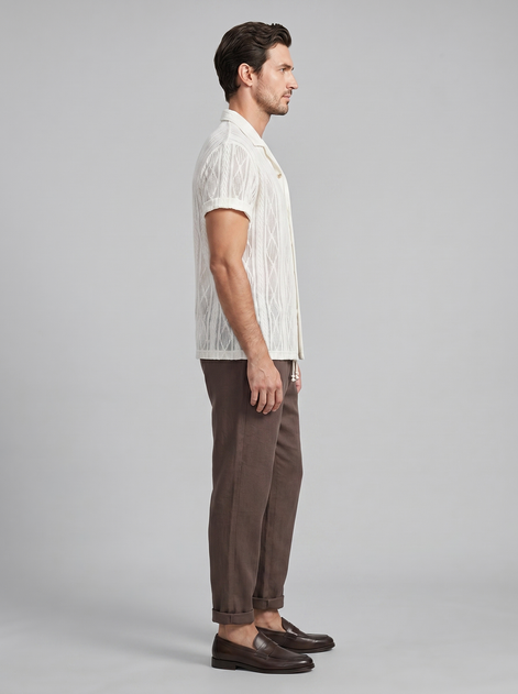 Men's Open-Knit Shirt and Trousers Set