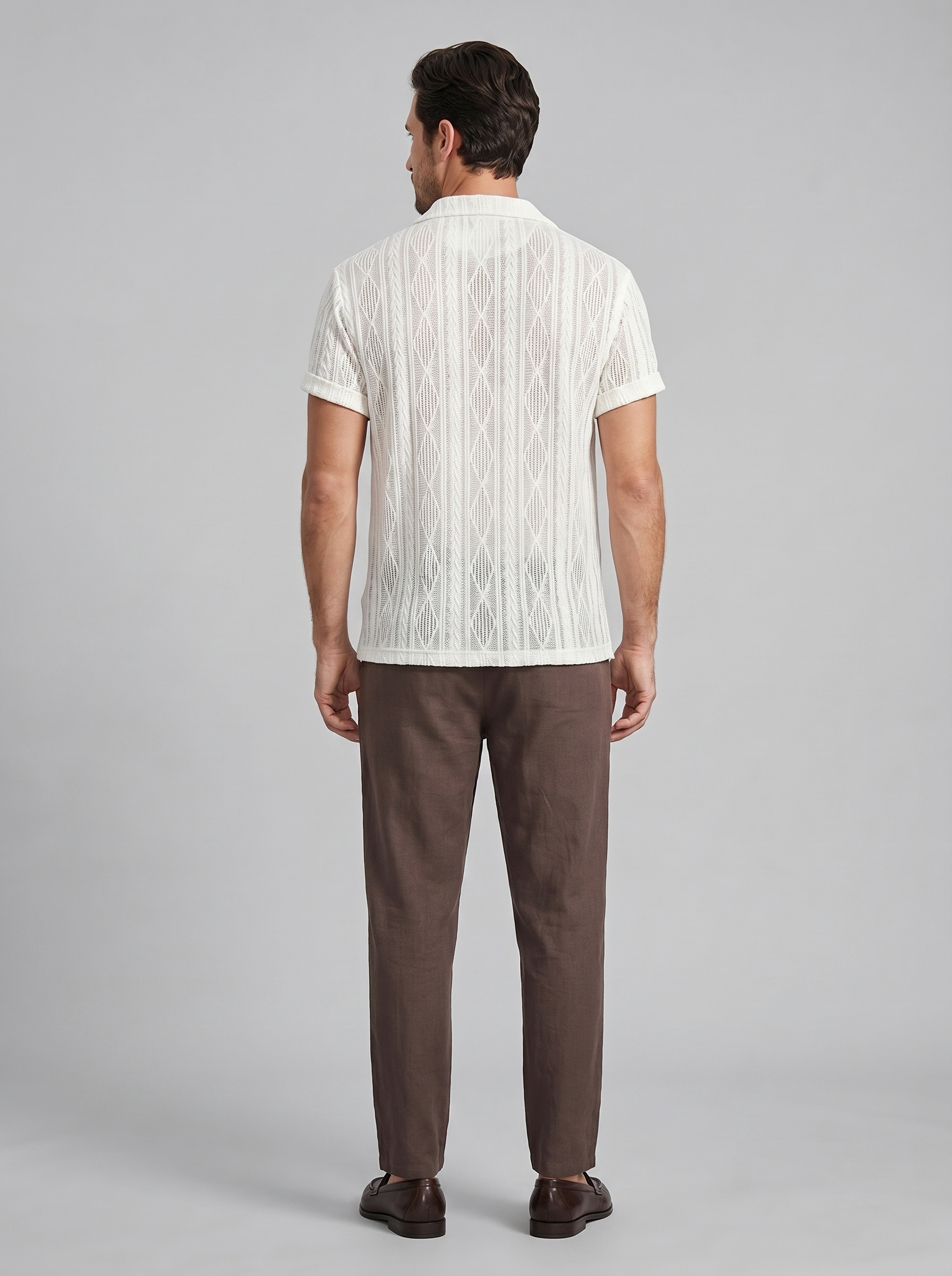 Men's Open-Knit Shirt and Trousers Set