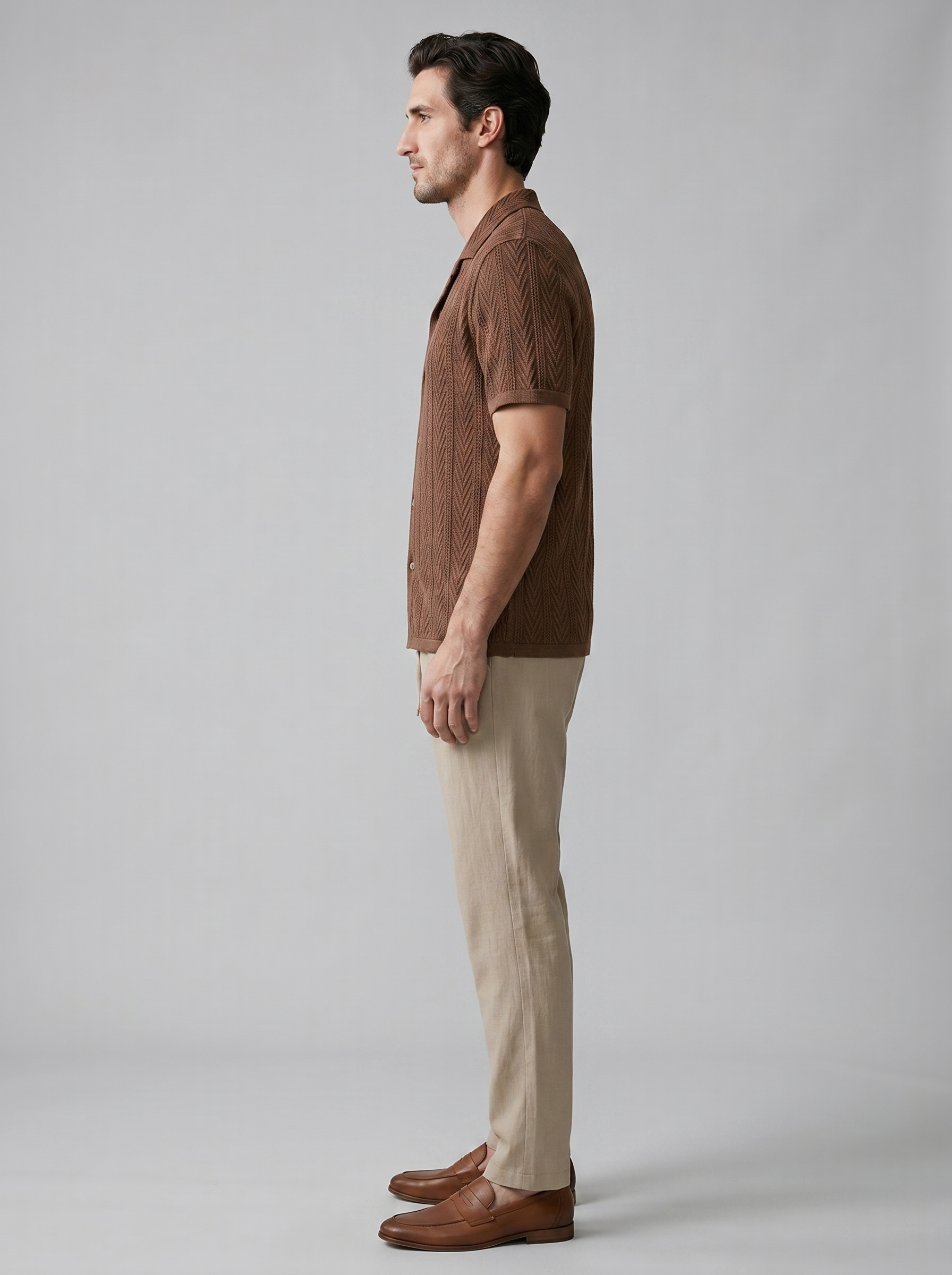 Men's Open-Knit Shirt and Trousers Set