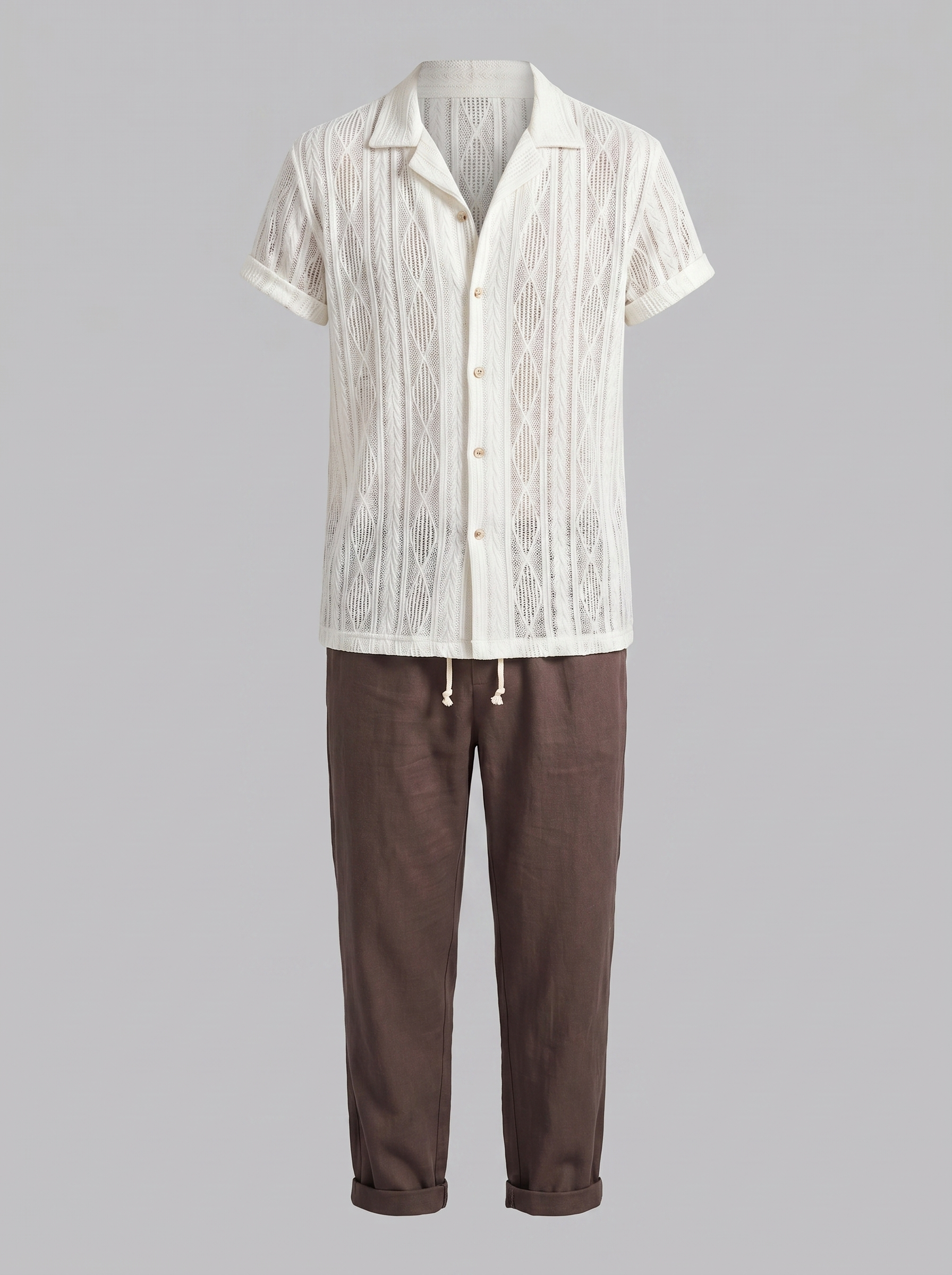 Men's Open-Knit Shirt and Trousers Set