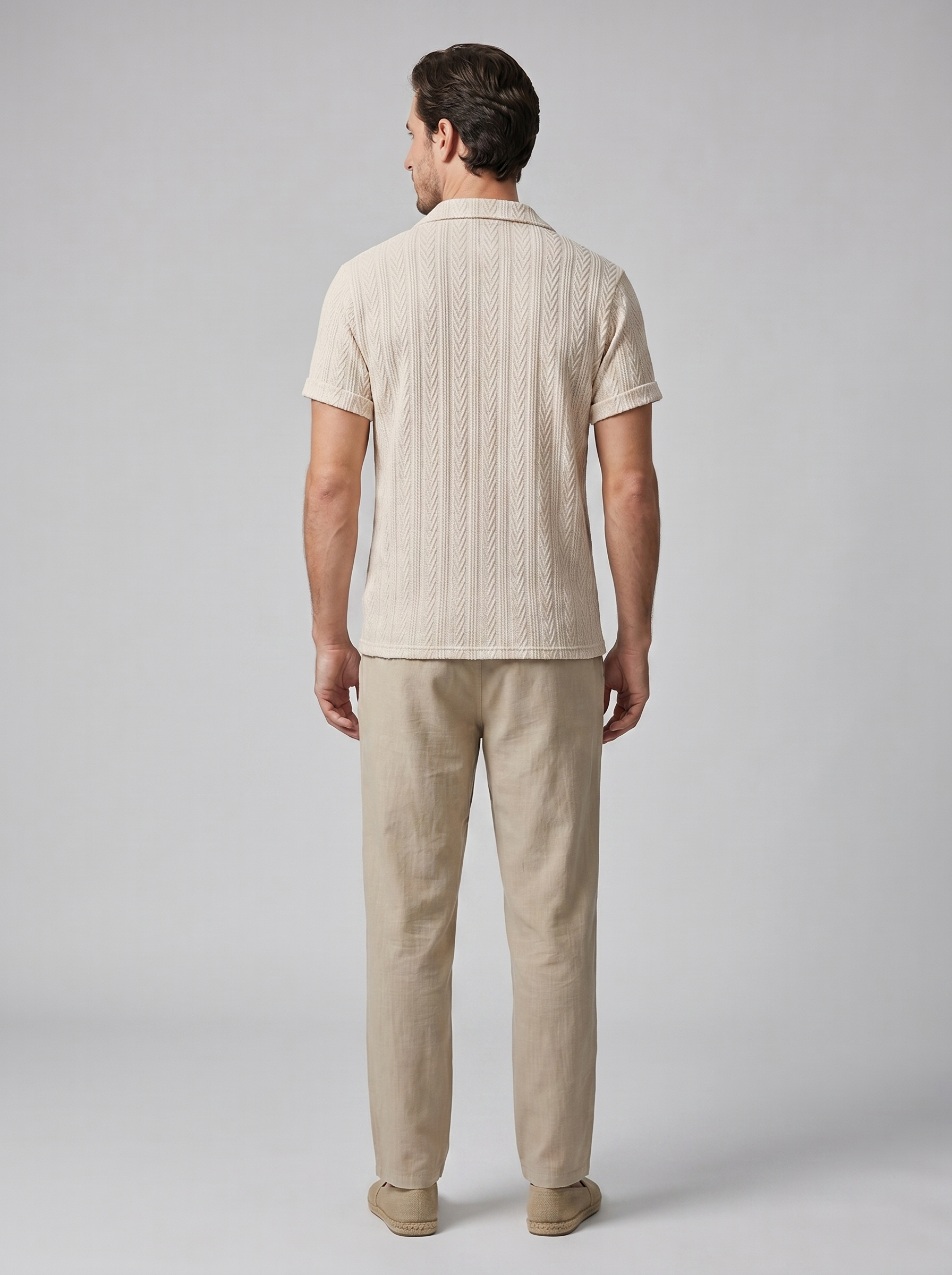 Men's Open-Knit Shirt and Trousers Set