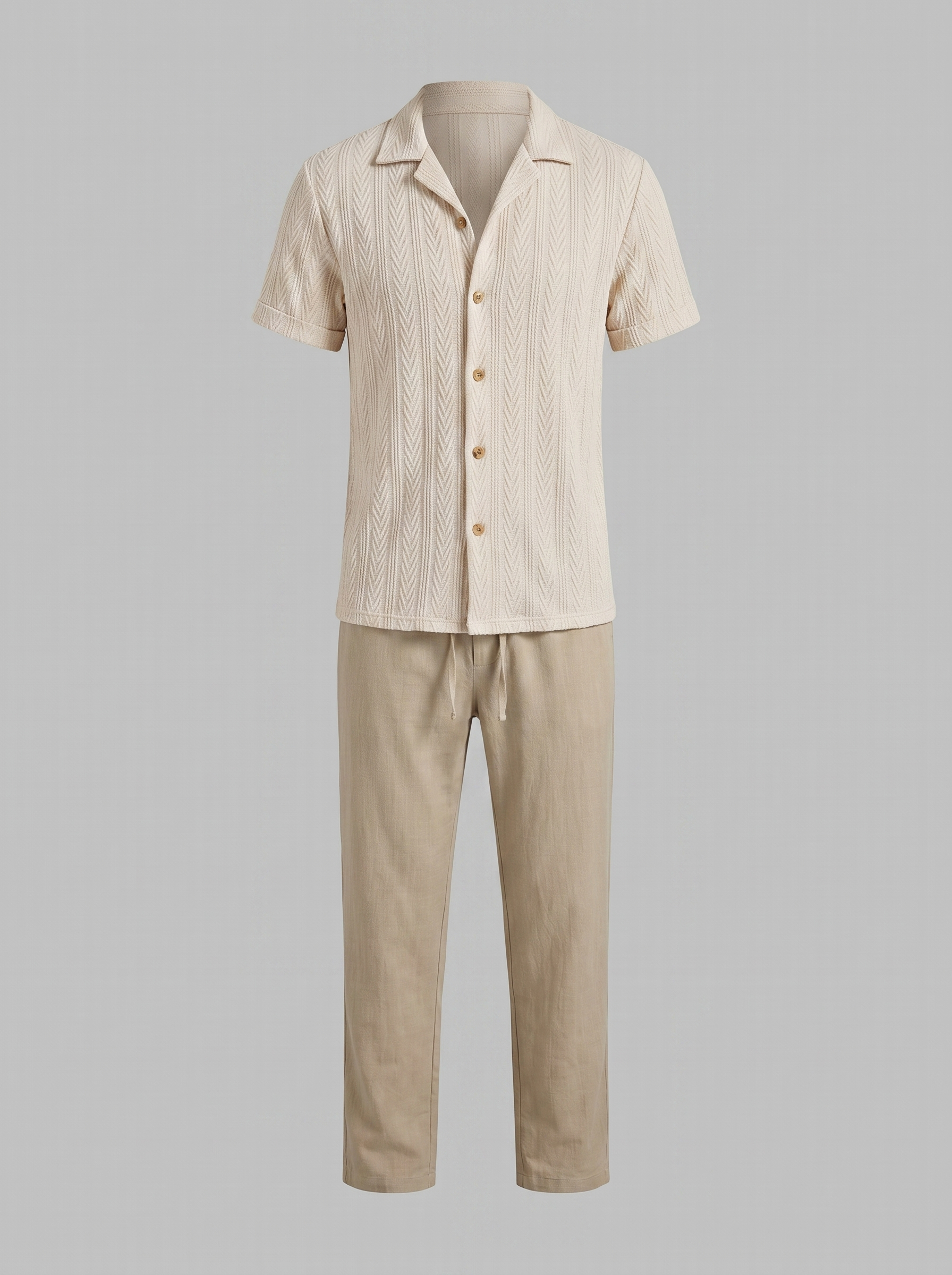 Men's Open-Knit Shirt and Trousers Set