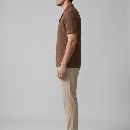 Men's Open-Knit Shirt and Trousers Set