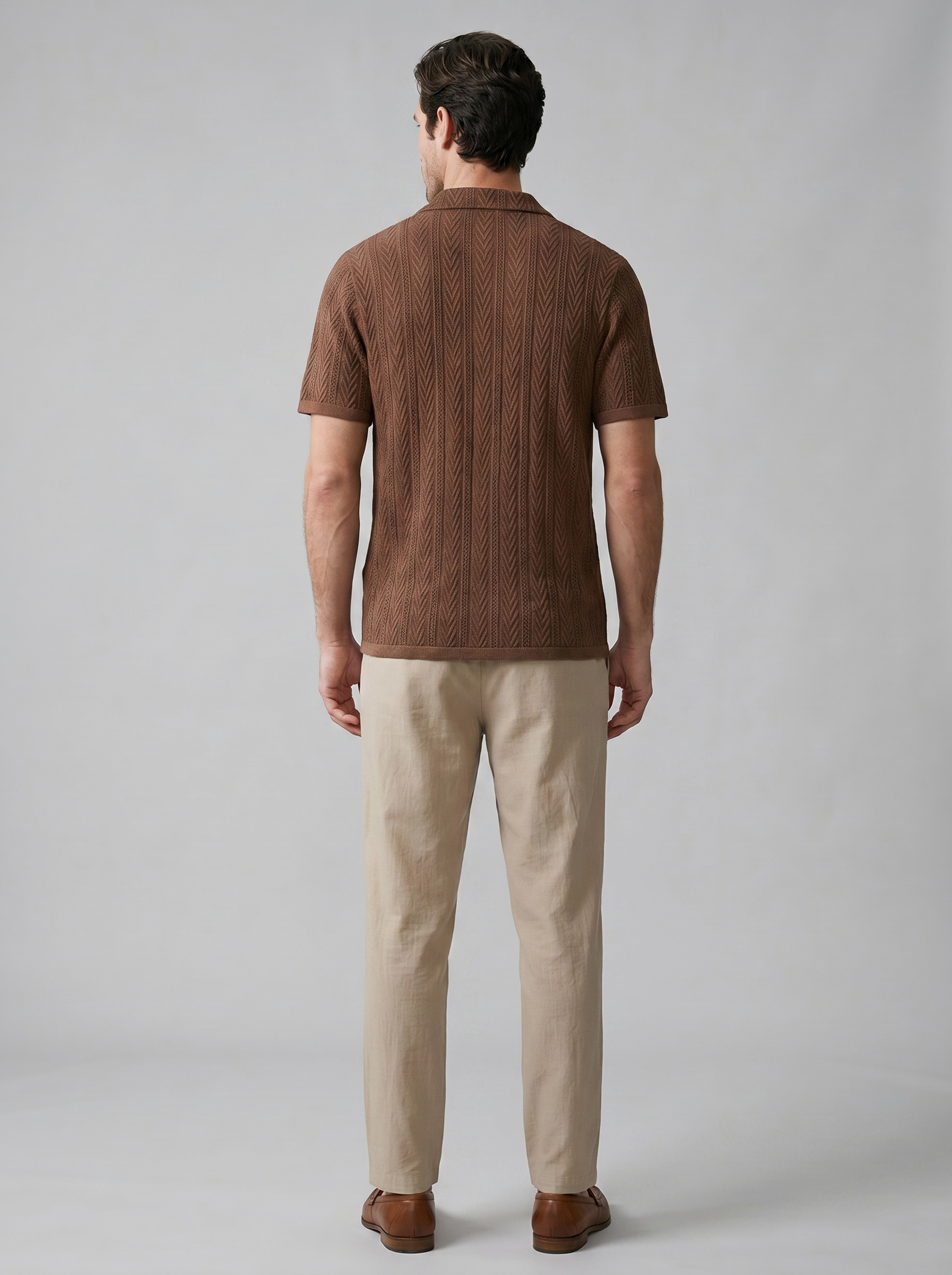 Men's Open-Knit Shirt and Trousers Set