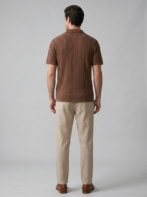 Men's Open-Knit Shirt and Trousers Set