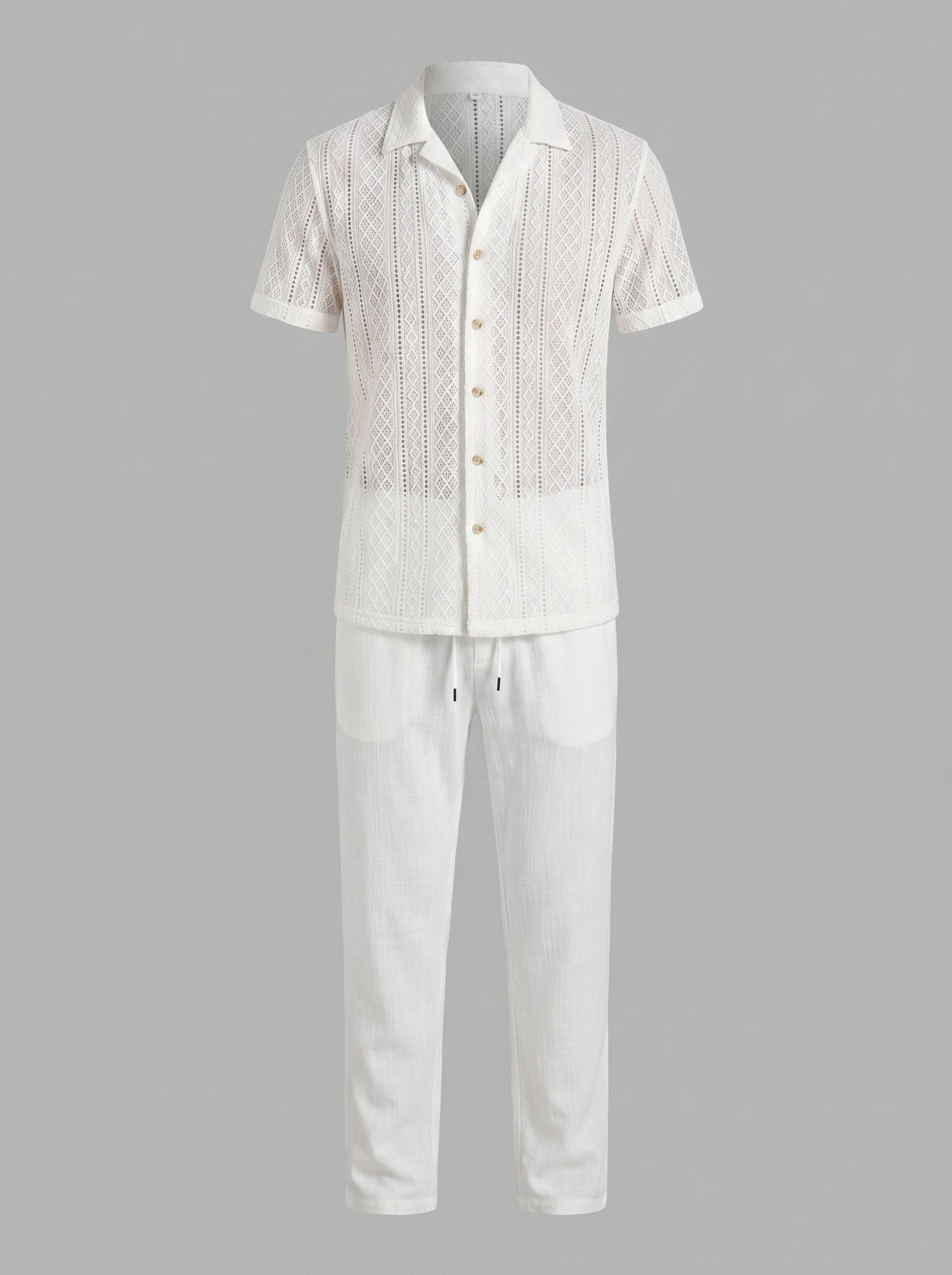 Men's Open-Knit Shirt and Trousers Set