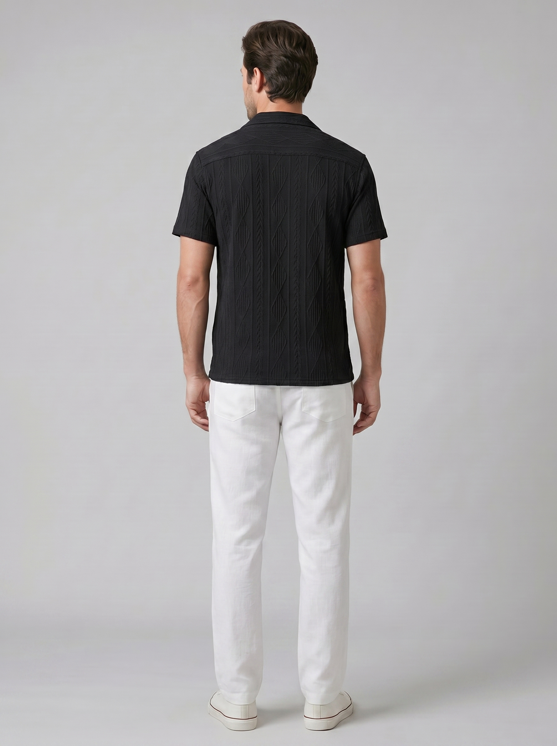 Men's Open-Knit Shirt and Trousers Set